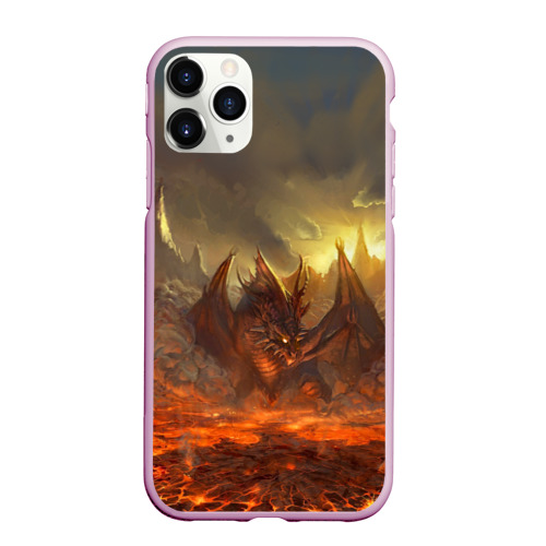 Чехол для iPhone 11 Pro Max матовый Fire Dragon, цвет розовый