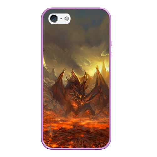 Чехол для iPhone 5/5S матовый Fire Dragon, цвет сиреневый