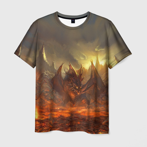 Мужская футболка с принтом Fire Dragon, вид спереди №1