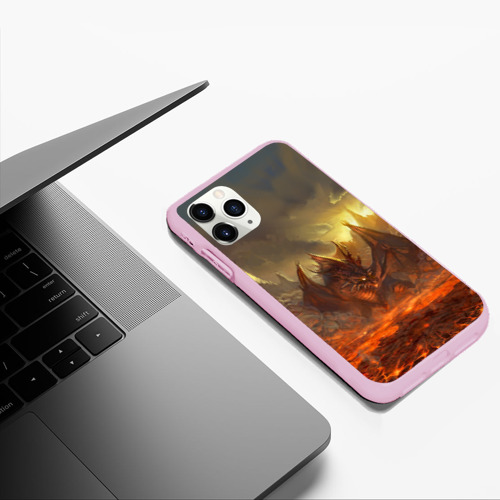 Чехол для iPhone 11 Pro Max матовый Fire Dragon, цвет розовый - фото 5