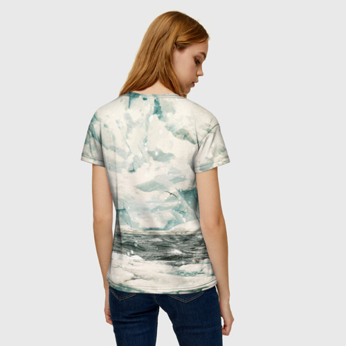 Женская футболка 3D с принтом Ледокол Вега, вид сзади #2