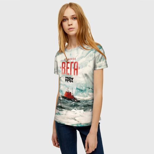 Женская футболка 3D с принтом Ледокол Вега, фото на моделе #1