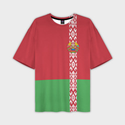 Мужская футболка oversize 3D Белоруссия, лента с гербом