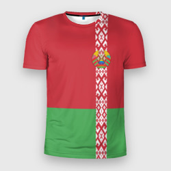 Мужская футболка 3D Slim Белоруссия, лента с гербом