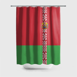 Штора 3D для ванной Белоруссия, лента с гербом