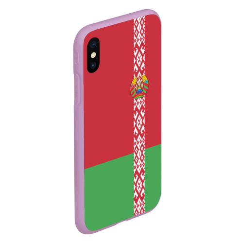 Чехол для iPhone XS Max матовый Белоруссия, лента с гербом, цвет сиреневый - фото 3