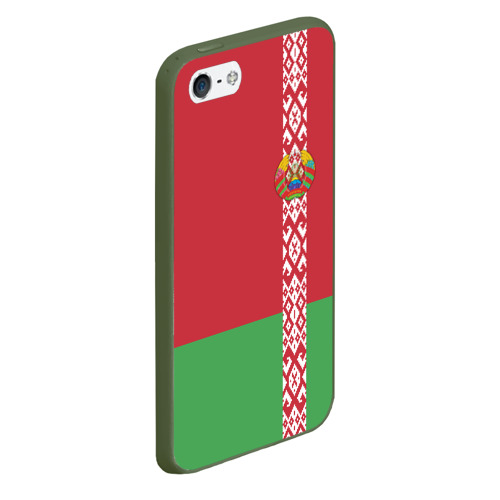 Чехол для iPhone 5/5S матовый Белоруссия, лента с гербом, цвет темно-зеленый - фото 3
