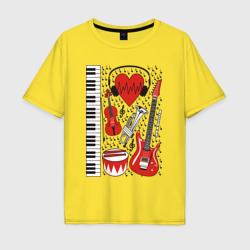 Мужская футболка хлопок Oversize Музыкальное сердце