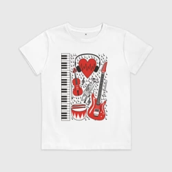 Детская футболка хлопок Музыкальное сердце