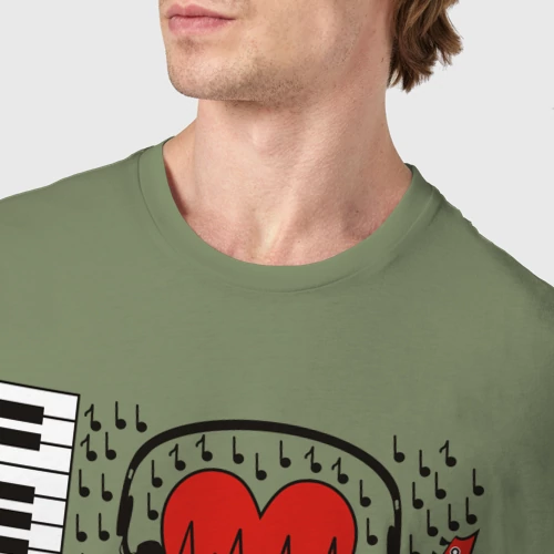 Мужская футболка хлопок с принтом Музыкальное сердце, фото #4