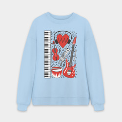 Мужской свитшот oversize без начеса хлопок Музыкальное сердце