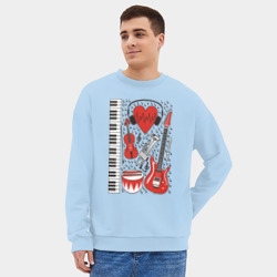 Мужской свитшот oversize без начеса хлопок Музыкальное сердце - фото 2