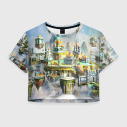 Женская футболка Crop-top 3D Город в небе