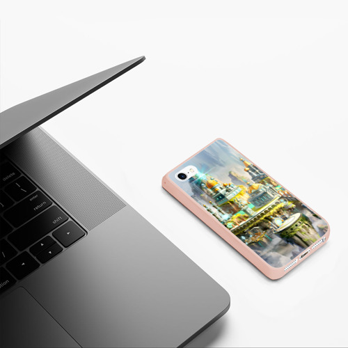 Чехол для iPhone 5/5S матовый Город в небе, цвет светло-розовый - фото 5