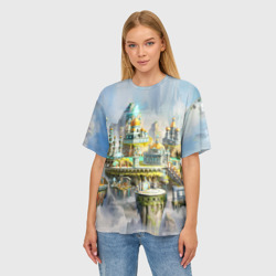 Женская футболка oversize 3D Город в небе - фото 2