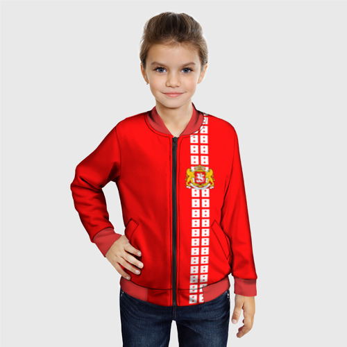 Детский бомбер 3D Грузия, лента с гербом, цвет красный - фото 3