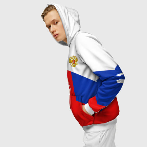 Мужская толстовка 3D на молнии Russia sport, цвет белый - фото 5