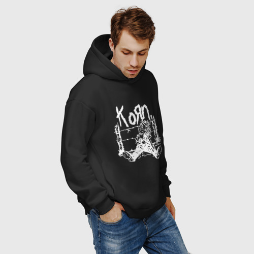 Мужское худи Oversize хлопок Korn, цвет черный - фото 7