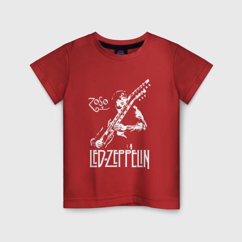 Детская футболка хлопок Led Zeppelin, цвет красный