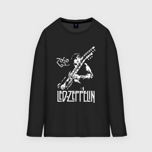 Мужской лонгслив oversize хлопок Led Zeppelin, цвет черный