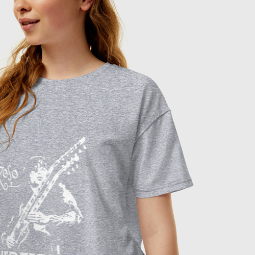 Женская футболка хлопок Oversize Led Zeppelin, цвет меланж - фото 3