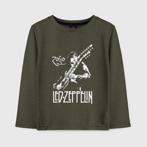 Детский лонгслив хлопок Led Zeppelin, цвет меланж-хаки