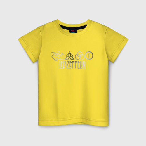 Детская футболка хлопок Led Zeppelin, цвет желтый