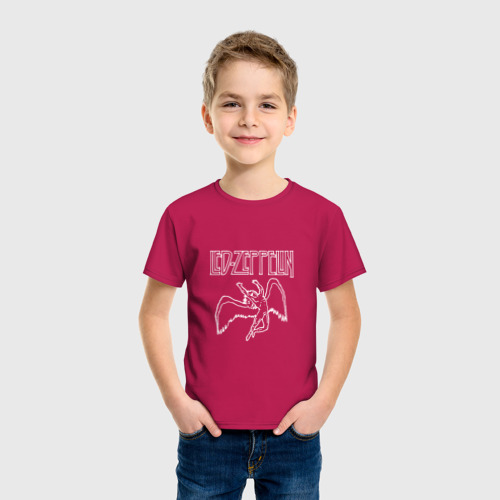 Детская футболка хлопок Led Zeppelin, цвет маджента - фото 3