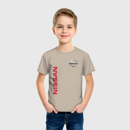 Детская футболка хлопок Nissan, цвет миндальный - фото 3