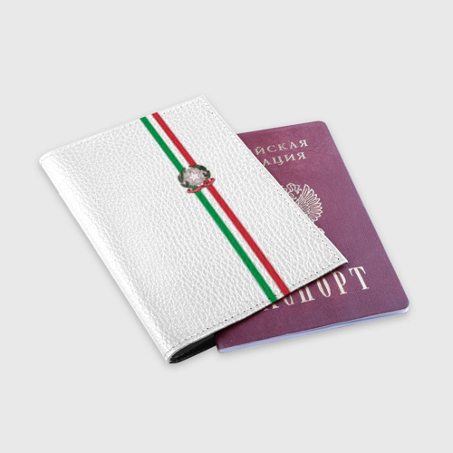 Обложка для паспорта матовая кожа Италия, лента с гербом - фото 3