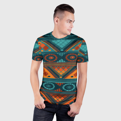 Мужская футболка 3D Slim Африканский дизайн, цвет 3D печать - фото 3