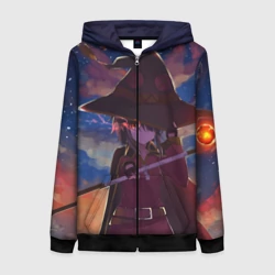 Женская толстовка 3D на молнии Konosuba с посохом