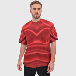 Мужская футболка oversize 3D Красный Шелк - фото 2