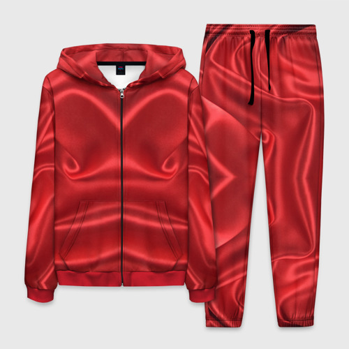 Мужской 3D костюм с принтом Красный Шелк, вид спереди #2