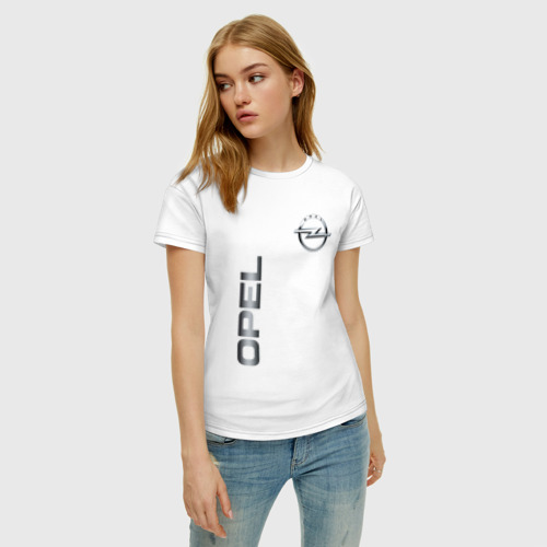 Женская футболка хлопок Opel, цвет белый - фото 3