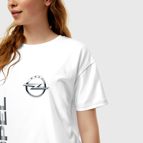 Женская футболка хлопок Oversize Opel, цвет белый - фото 3