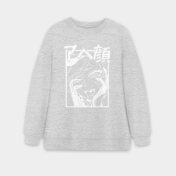 Женский свитшот oversize без начеса хлопок Ahegao Black