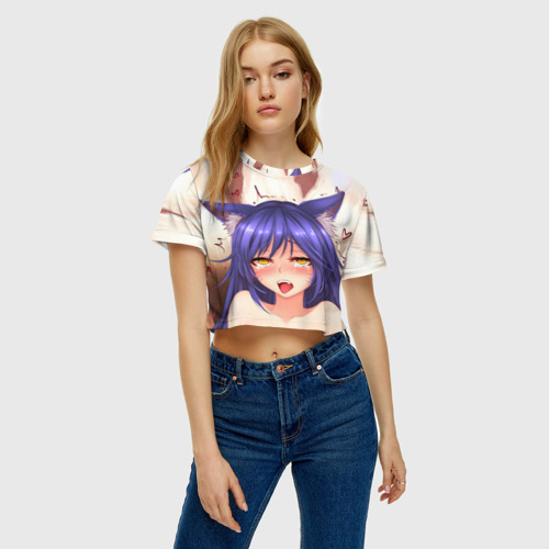 Женская футболка Crop-top 3D Язык, цвет 3D печать - фото 3