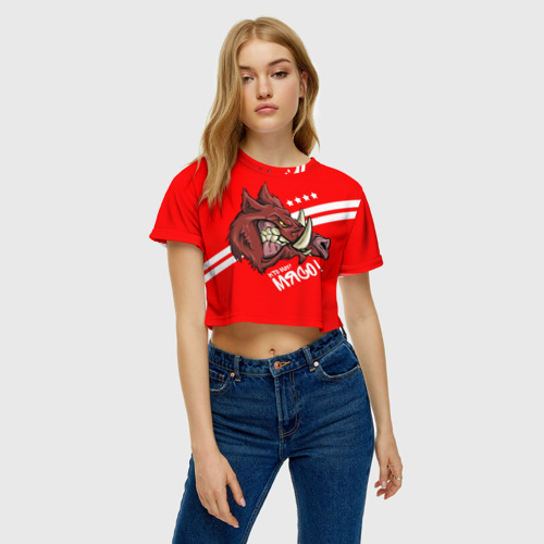 Женская футболка Crop-top 3D Кто мы? Мясо!, цвет 3D печать - фото 3