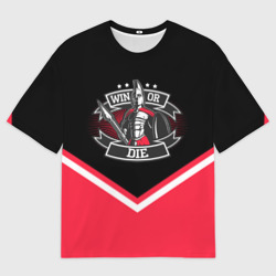 Женская футболка oversize 3D Win or Die - Спартанец