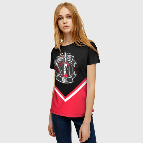 Женская футболка 3D с принтом Win or Die!, фото на моделе #1