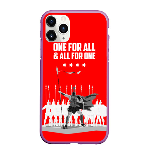 Чехол для iPhone 11 Pro Max матовый One for all & all for one!, цвет фиолетовый