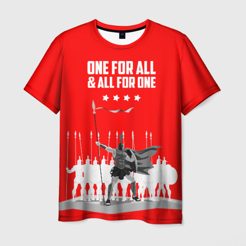 Мужская футболка с принтом One for all & all for one!, вид спереди №1
