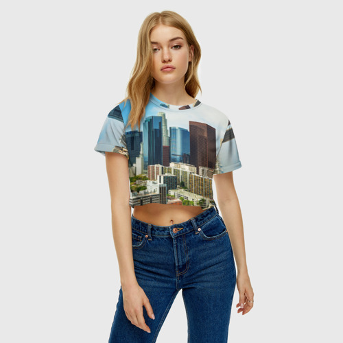 Женская футболка Crop-top 3D Los Angeles, цвет 3D печать - фото 4