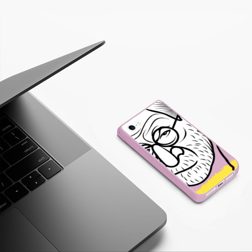 Чехол для iPhone 5/5S матовый Зигмунд Фрейд, цвет розовый - фото 5