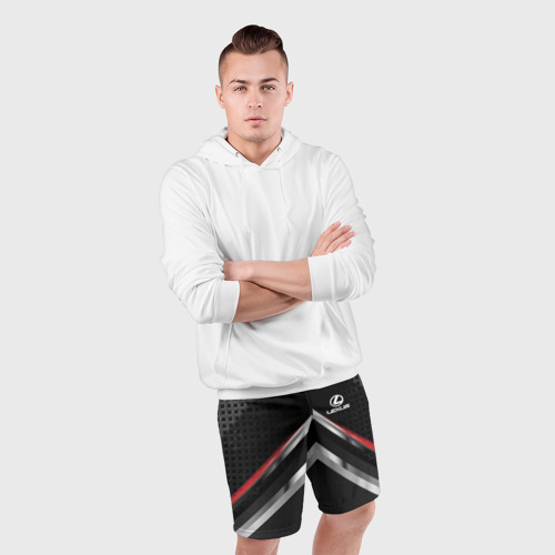 Мужские шорты спортивные Lexus abstract line, цвет 3D печать - фото 5