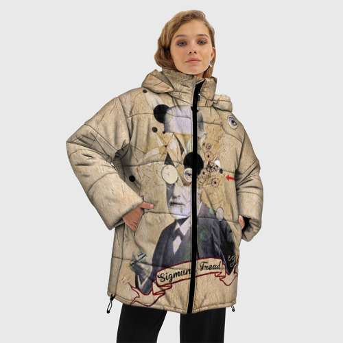 Женская зимняя куртка Oversize Зигмунд Фрейд, цвет светло-серый - фото 3