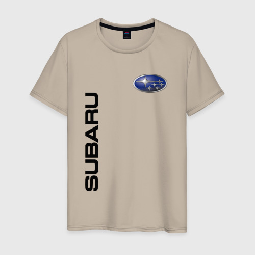 Мужская футболка хлопок Subaru, цвет миндальный