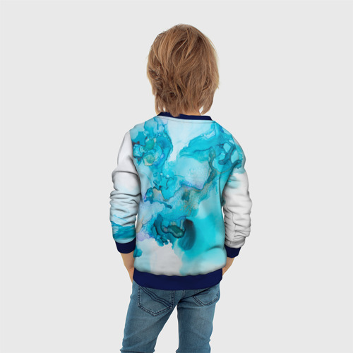 Детский свитшот 3D с принтом Лазурные краски, вид сзади #2