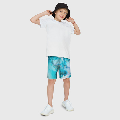 Детские спортивные шорты 3D Лазурные краски, цвет 3D печать - фото 3